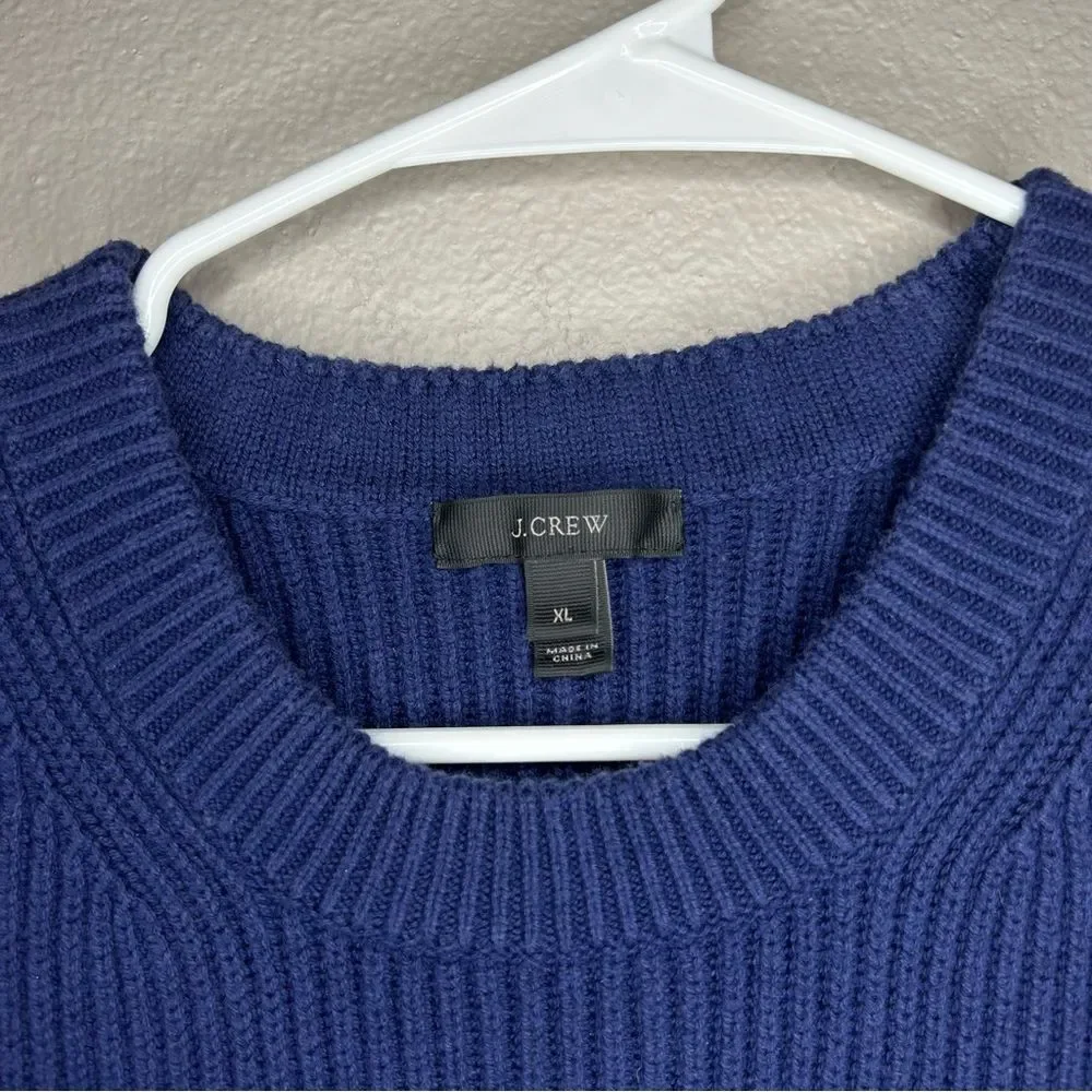 J. Crew blue sleeveless cotton merino wool blend knit sweater womens size XL